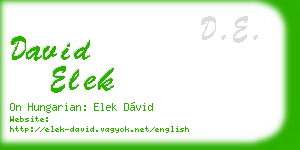 david elek business card